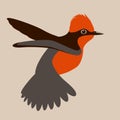 Cardinal bird vector illustration profile side flat Royalty Free Stock Photo