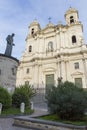 Cardinal Giuseppe Dusmet statue and Church of St. Francis of Assisi `all`Immacolata` Royalty Free Stock Photo