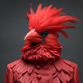 Vibrantly Surreal Fashion Photography: Close-up Cardinal Face