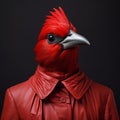 Vibrantly Surreal Fashion Photography: Close-up Cardinal Face