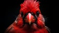 Intense Chiaroscuro Portrait Of A Red Bird: A Humorous And Hyper-realistic National Geographic Photo