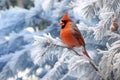 A cardinal perched on a tree branch in late winter Royalty Free Stock Photo