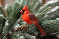 A cardinal perched on a tree branch in late winter Royalty Free Stock Photo