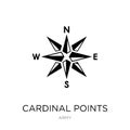 cardinal points on winds star icon in trendy design style. cardinal points on winds star icon isolated on white background.