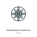 Cardinal points on winds star vector icon on white background. Flat vector cardinal points on winds star icon symbol sign from