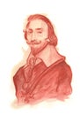 Cardinal Richelieu Watercolour Portrait