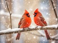 Cardinals In Snow Royalty Free Stock Photo