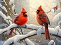 Cardinals In Snow Royalty Free Stock Photo