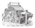 Carding machine Joint Dobson and Barlow, vintage engraving