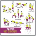 Cardio bodyweight training exercise illustrations