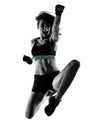 Cardio boxing cross core workout fitness exercise aerobics woman Royalty Free Stock Photo