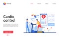 Cardio control vector illustration, cartoon patient character training cardiovascular system, interface website design