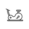 Cardio cycling workout icon with fitness bike equipment illustration. simple monoline graphic