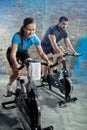 Cardio exercise class on bikes