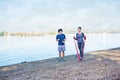 Cardio exercise - Sports couple training outdoors Royalty Free Stock Photo