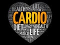 CARDIO heart word cloud, fitness Royalty Free Stock Photo