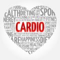 CARDIO heart word cloud, fitness Royalty Free Stock Photo