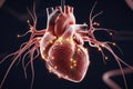 Cardio Neural Network Around Human Heart Royalty Free Stock Photo