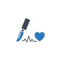 Cardio Surgery related vector glyph icon.