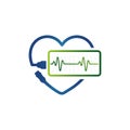 cardiogram beats of Heart monitor vector logo design. heart care app sign symbol