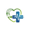 cardiogram beats of Heart monitor vector logo design. heart care app sign symbol