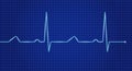 Cardiogram cardiograph oscilloscope blue screen. Heartbeat line. Vector illustration