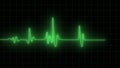 Cardiogram cardiograph oscilloscope screen green illustration background. Emergency ekg monitoring. green glowing neon heart pulse
