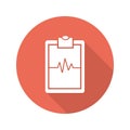 Cardiogram clipboard flat design long shadow icon