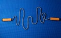Cardiogram from jumping rope on blue yoga mat background Royalty Free Stock Photo