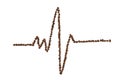 Cardiogram line made from coffee beans on white background