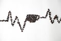 Cardiogram made with coffee beans