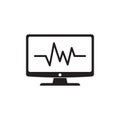 Cardiogram monitoring icon. Heart beats symbol on screen. Flat cardiogram web icon on white background. Vector illustration