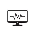 Cardiogram monitoring icon. Heart beats symbol on screen. Flat cardiogram web icon on white background. Vector illustration