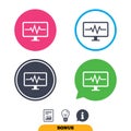 Cardiogram monitoring sign icon. Heart beats.