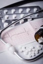 Cardiogram and nitroglycerin Royalty Free Stock Photo