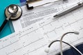 Cardiogram and stethoscope Royalty Free Stock Photo