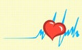 Cardiogram and symbolic heart.