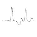 Cardiogram, wrong sinusoid from abstract futuristic polygonal black lines and dots. Vector illustration