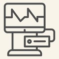 Cardiograph line icon. Electrocardiogram on monitor outline style pictogram on white background. Medical equipment for