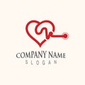 Cardiography heart beat with love logo design inspiration