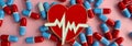 Cardiological pills and heart disease and normalization of heart rhythm Royalty Free Stock Photo