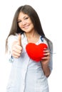 Cardiologist with a heart shaped pillow Royalty Free Stock Photo