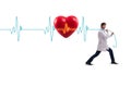 The cardiologist in telemedicine concept with heart beat Royalty Free Stock Photo