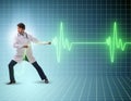 Cardiologist in telemedicine concept with heart beat Royalty Free Stock Photo