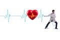 The cardiologist in telemedicine concept with heart beat