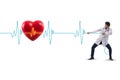 The cardiologist in telemedicine concept with heart beat Royalty Free Stock Photo