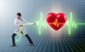 Cardiologist in telemedicine concept with heart beat Royalty Free Stock Photo