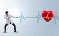 Cardiologist in telemedicine concept with heart beat