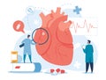 Cardiology. Cardiologists examining heart. High cholesterol medical diagnostics, heart failure treatment, heart