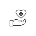 Cardiology Care Hand outline icon